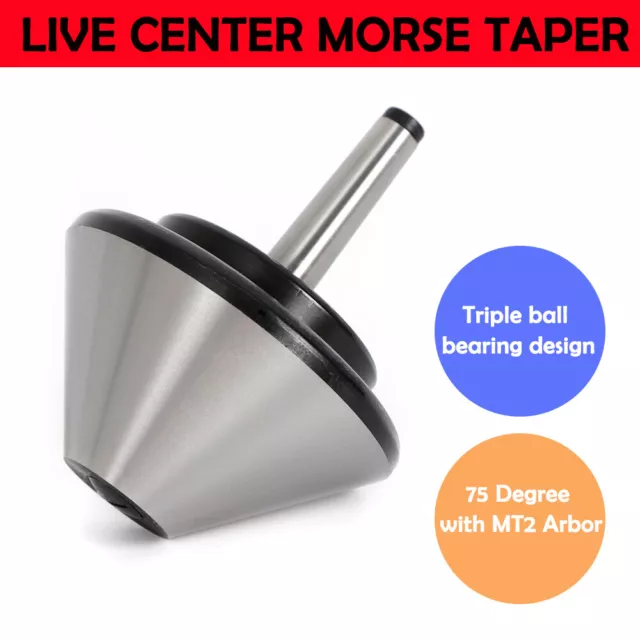 MT2 4.66" Bull Nose Live Center Morse Taper #2 Bull 75 Degree Fit 120mm Lathe