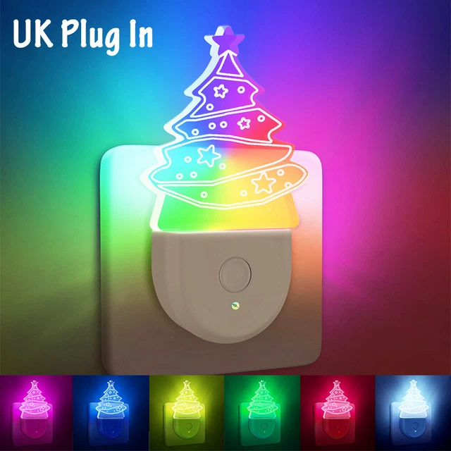 PLUGIN LED CHRISTMAS Tree Night Light RGB DusktoDawn Sensor Wall
