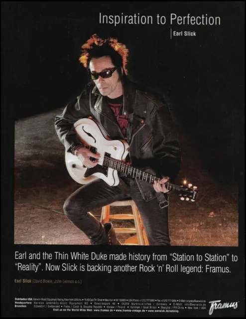 Earl Slick 2010 Framus Thin White Duke guitar ad 8 x 11 advertisement print