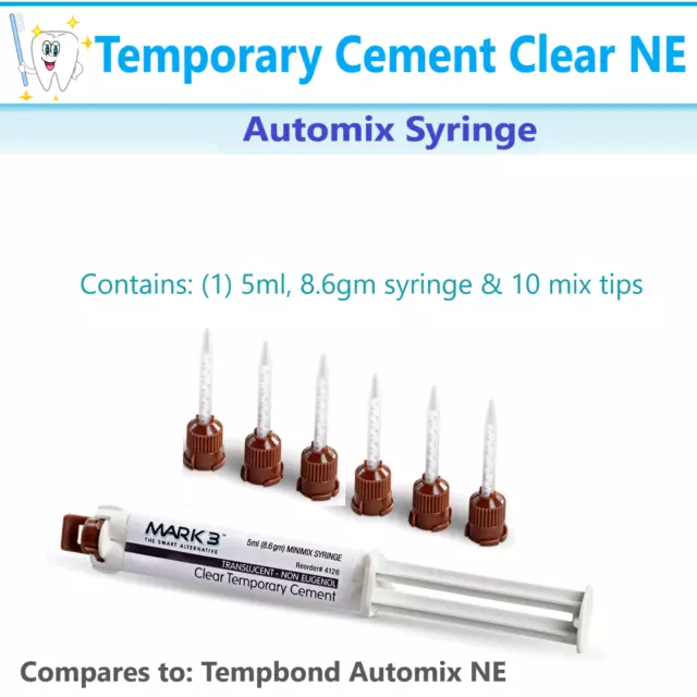 Dental Temporary Cement Clear NE Automix Crown Bridge Cement, Eugenol-free, 5ml