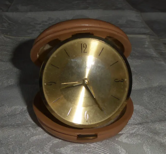 Vintage Dunhill Travel Alarm Clock Swiss Made German Case