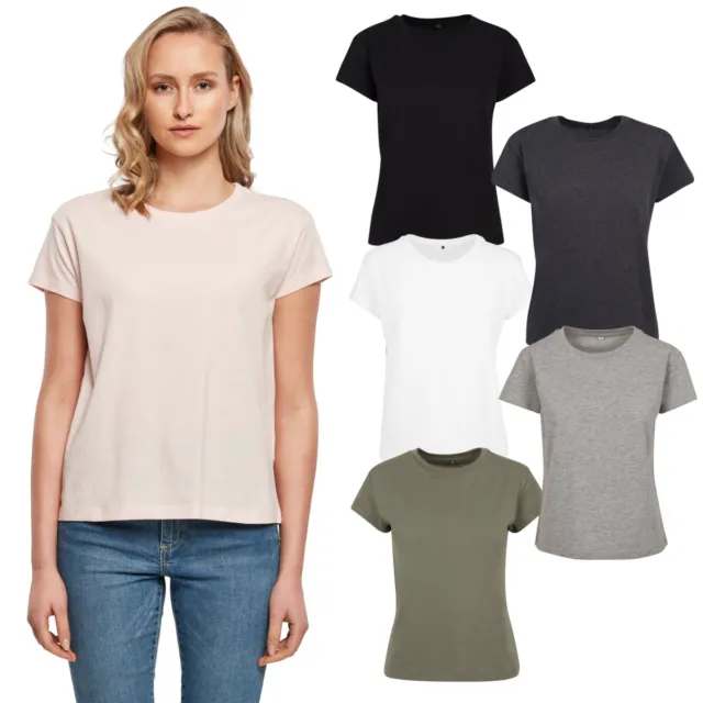 Build your Brand Femmes Box T-Shirt Haut Shirt Jersey Simple Coton