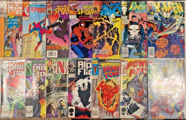 Lot of 14 vintage Marvel Comics: X-men (special collector), Spider-man, Punisher