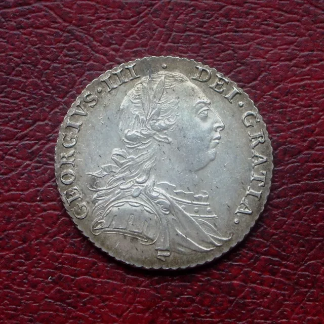 George III 1787 silver shilling without semee of heart