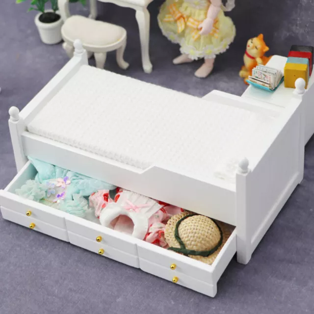 Miniature Dollhouse Bed Modern Style Doll House Bedroom Furniture Bed with