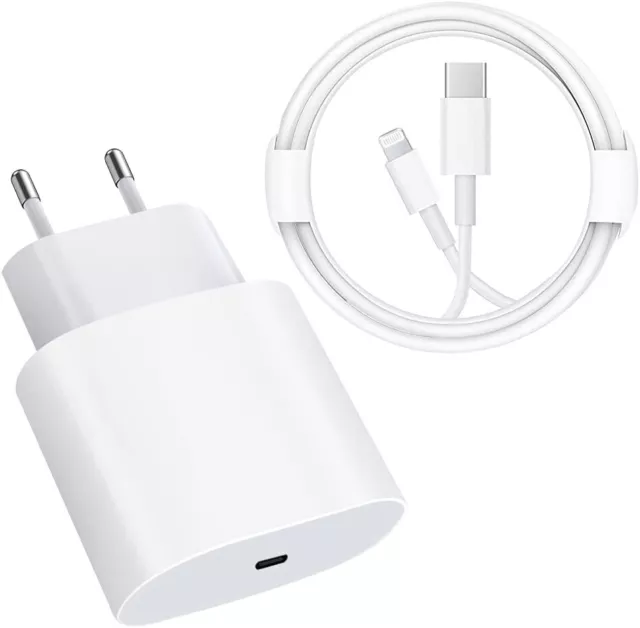 Caricabatteria 20W Completo+Cavo USB-C PER Apple Iphone X 11 12 13 14 Pro Max