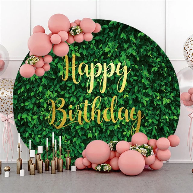 Nature Simple Green Leaves Round Birthday Backdrop