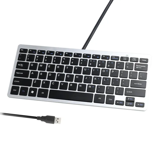 Mini USB Slim Wired 78 Keys Small Super Thin Compact Keyboard for Desktop Laptop