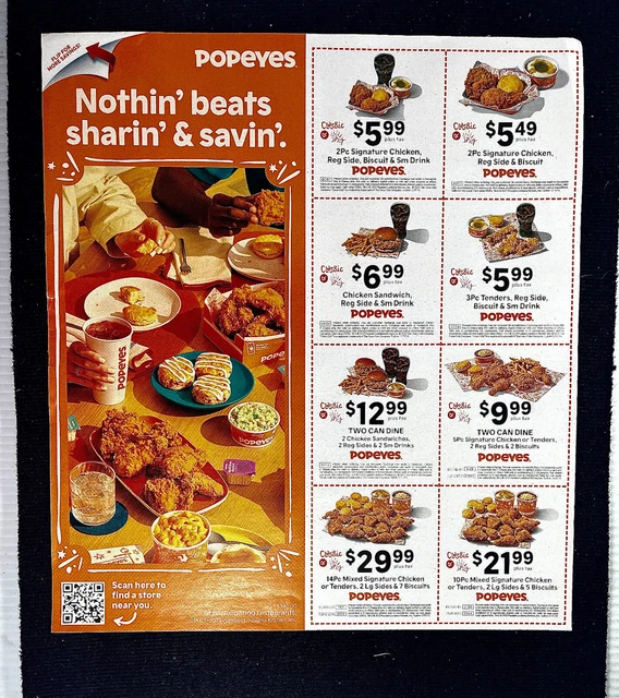 3 SHEETS/ PAGES of POPEYES Coupons Expires 2252024 More Choices More
