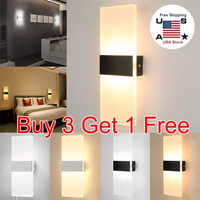 Modern LED Wall Lighting Up Down Cube Bedroom Sconce Lamp Fixture Indoor