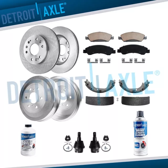 Front Rotors & Ceramic Pads Rear Drum Shoes for 2009-2013 Silverado Sierra 1500