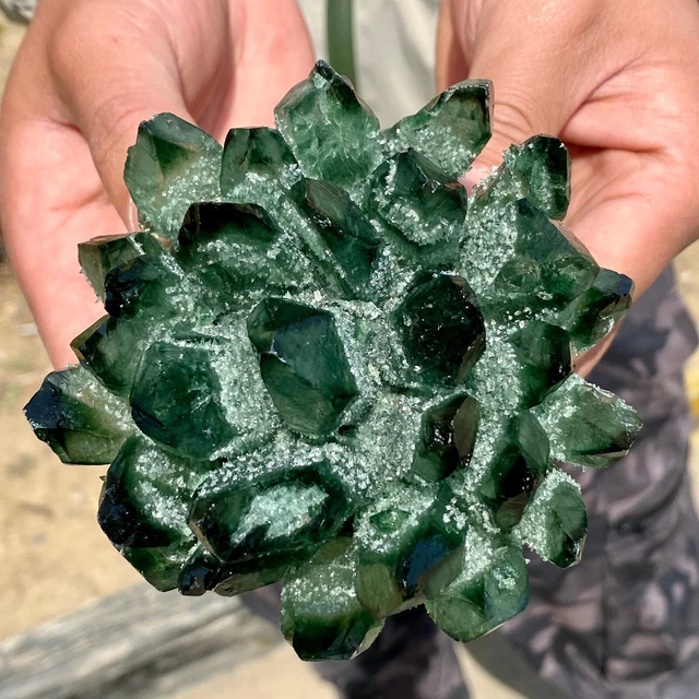 1.5LB New Find Green Phantom Quartz Crystal Cluster Mineral Specimen Healing 3