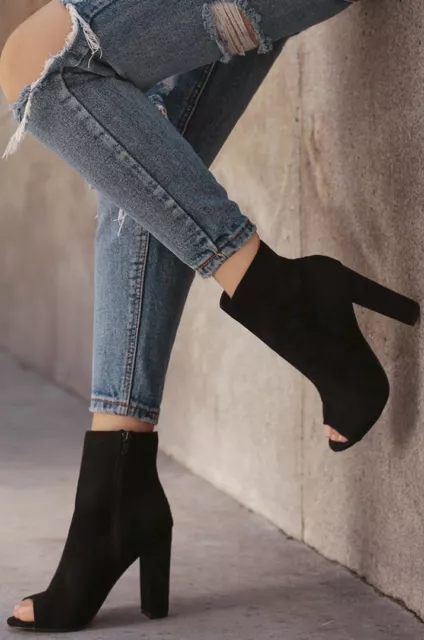 PAZZLE WOMEN PEEP Open Toe Cutout Chunky High Heel Ankle Booties - Natalie  $29.99 - PicClick