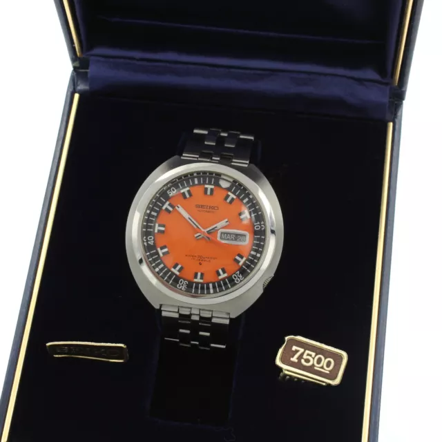 VINTAGE SEIKO 6106-7107 43MM Automatic Day/Date SS Orange Dial Gents ...