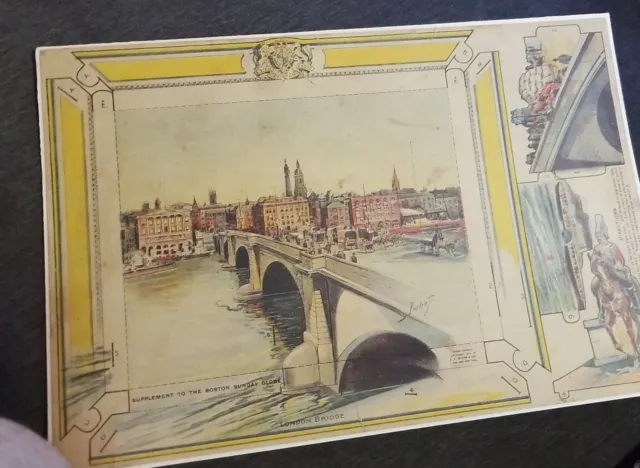 Vtg 1907 London Bridge England Paper Model Tableaux J V Sloan & Co Boston Globe