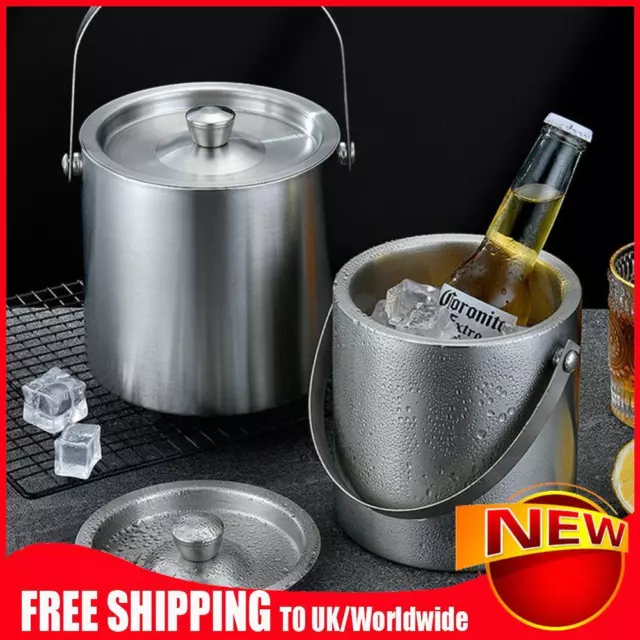 1.6L Stainless Steel Insulated Ice Bucket Wine Beer Champagne KTV Party Cooler