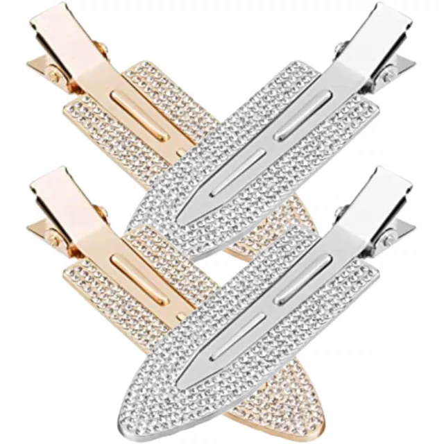 4 piezas clips sin pliegues para el cabello de aleación de metal diamante para mujer