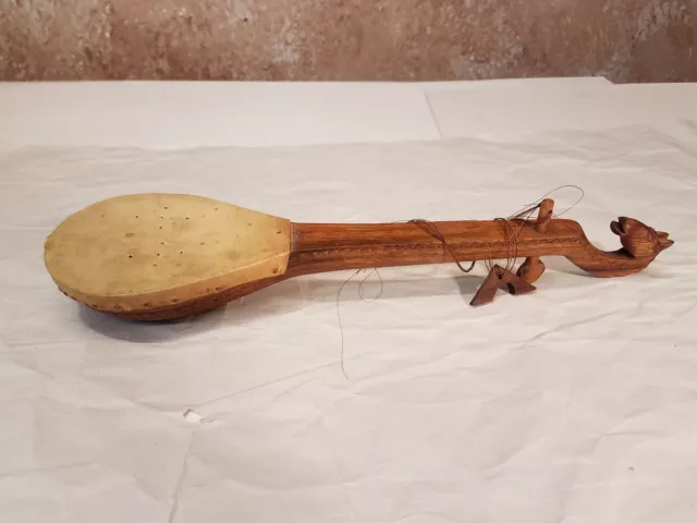 Violín vintage tallado a mano cabeza de caballo cabeza de caballo jusle instrumento de cuerda balcánica 12" L