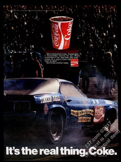 1970 Coca Cola Divertente Auto Trascinamento da Corsa Foto Vintage Stampa Ad