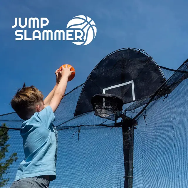 Jump Slammer Trampoline Basketball Hoop | Easy Install | Foam Ball Included | [