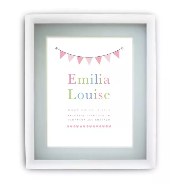Personalised Baby Childrens name picture print A4 READY TO FRAME