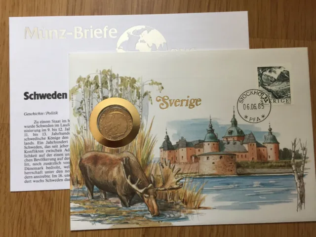 Schweden Münzbrief Numisbrief aller Welt Infokarte Münz Numis Brief