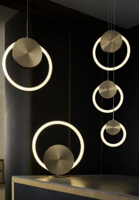 Next Gold Brass Loop n Glass LED Pendant Decorative Ceiling Light Chandelier £85