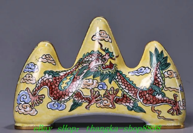 3.9'' Old Chinese Dynasty Marked Bronze Gilt Painting Dragon Mountain Penholder