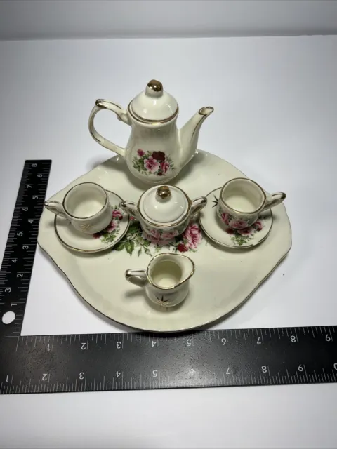 10 Pc Miniature Tea Set Formalities By Baum Brothers Victorian Rose Collection
