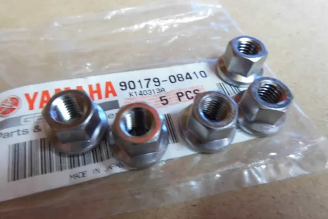 YAMAHA Z1 FZ6 YZF-R1 YZF-R6 MT09 GENUINE EXHAUST FLANGE NUTS x5 - # 90179-08410