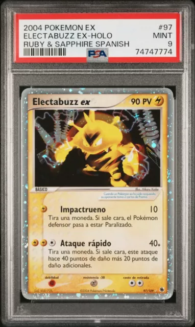 PSA 9 - Electabuzz Ex Ruby & Sapphire Spanish Mint Pokémon Card 97/109 Spain
