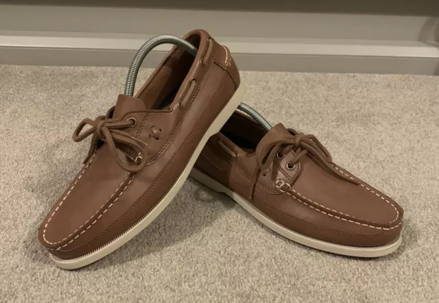 Scarpe da barca da uomo RALPH LAUREN POLO marroni in pelle UK 7/EU 41- INDOSSATE UNA VOLTA!