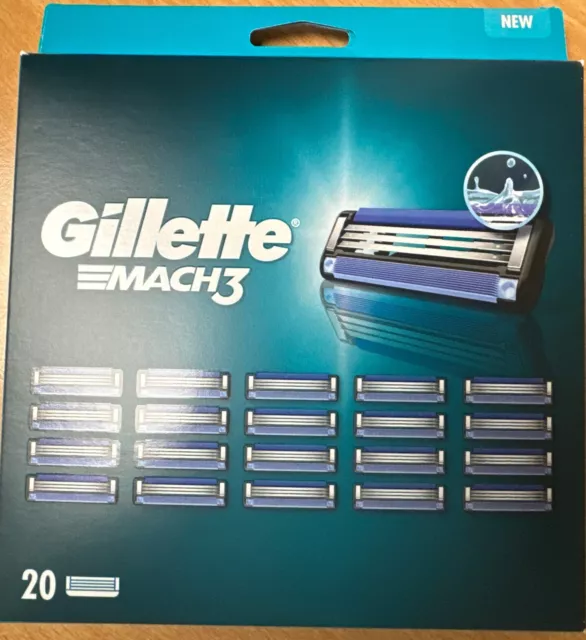 Gillette Mach3 Razor Blades Pack of 20 Shaving Refills New Genuine FAST FREE P&P