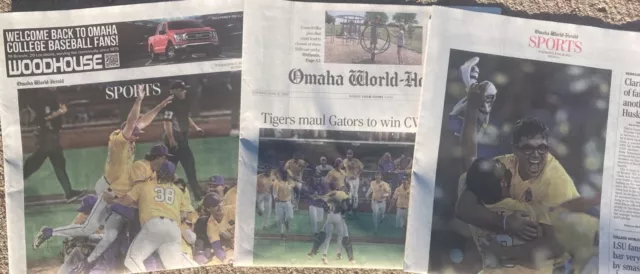 LSU TIGERS 2023 CWS College World Series ⚾️ Championship Game Omaha Newspapers