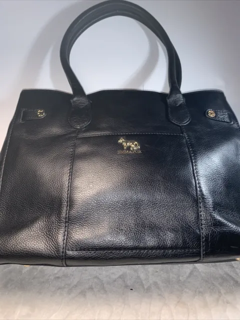 EMMA FOX  Black Leather Front Lock Satchel Bag
