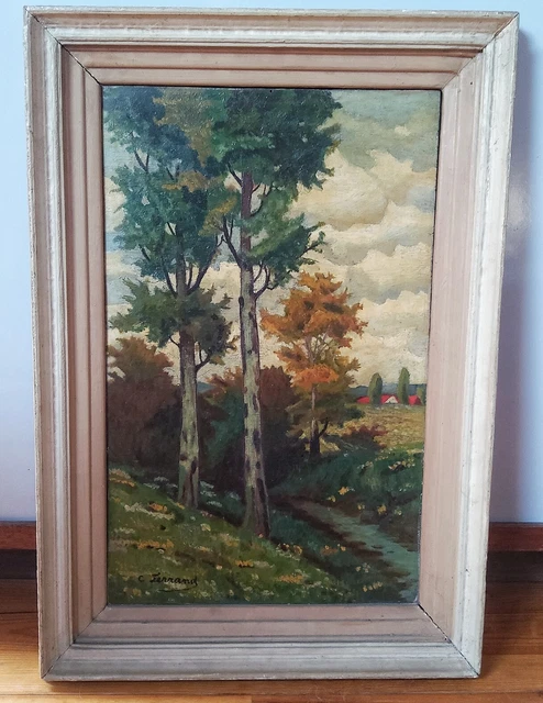 Tableau Huile Sur Panneau Par Elemer Vagh Weinmann (1906-1994) - Paysage Abstrait Signé Vers 1935