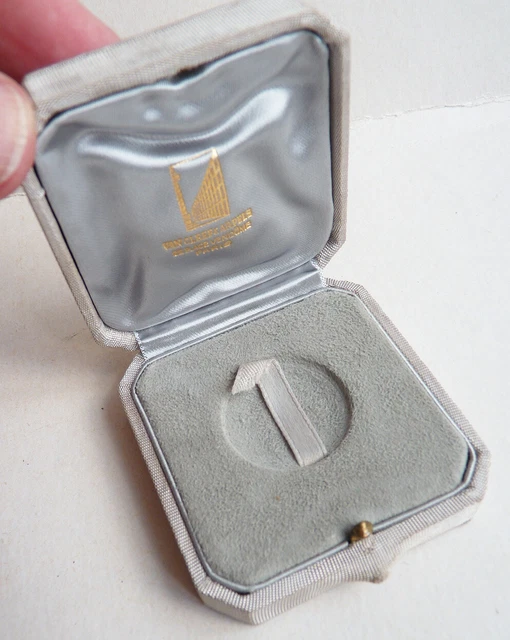 Ancien écrin à Bijoux En Cuir Noir - Initiales E.P. - Bel état Vintage