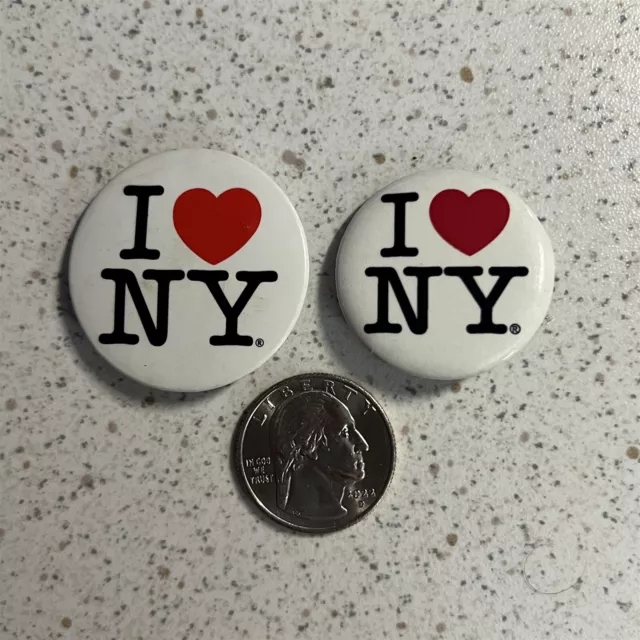 Lot of 2 I Love Heart NY New York Travel Souvenir Pinbacks Buttons #45092