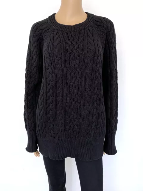NWT! RALPH LAUREN Plus Size 3X Black 100% Cotton Sweater Pullover Cable Knit Top