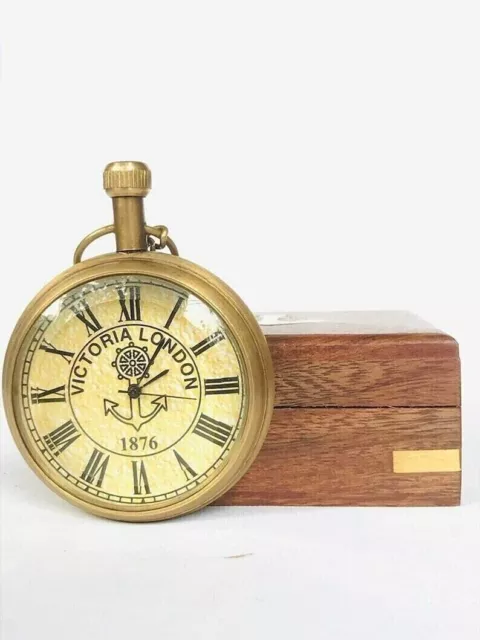 Vintage estilo antiguo latón Victoria London (1876) Dial reloj de bolsillo...