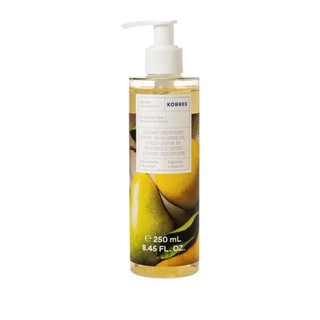 Korres Bergamot Pear Smoothing Serum In-Shower Oil  New & Sealed  250ML