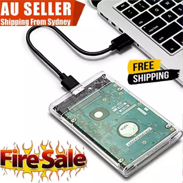USB 3.0 Hard Drive Disk 2.5" SATA HDD SSD External Slim Enclosure Case - AUS