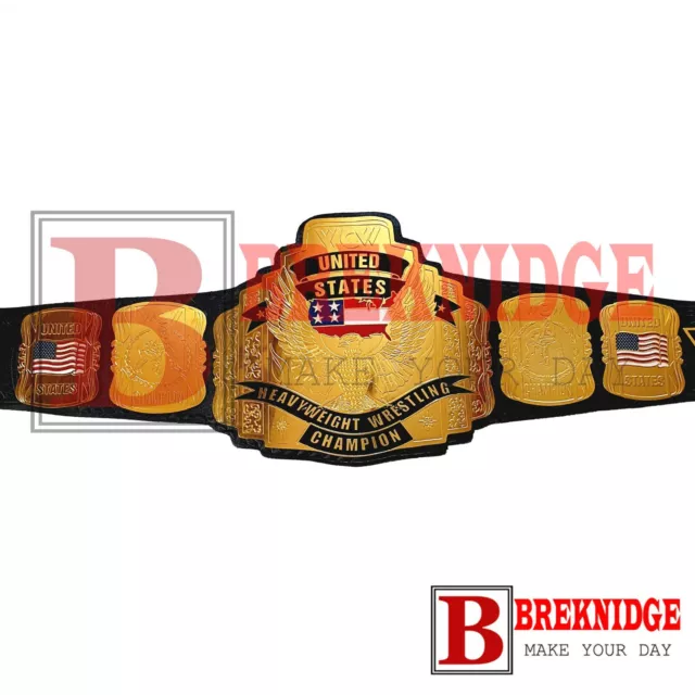 United States Champion Wrestling Belt Replica 2mm Brass Plates Free Shipping