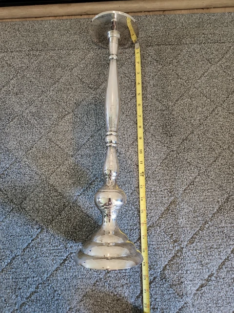 Pottery Barn Antiqued Silver Metal Taper & Pillar Candle Holder 18" Rustic