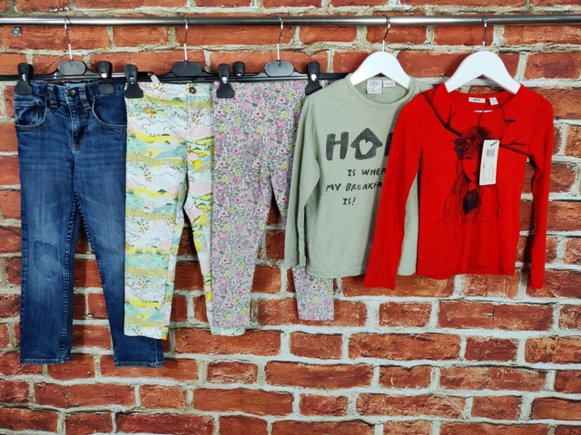 PACCHETTO RAGAZZE ETÀ 3-4 ANNI ZARA GAP ecc JEANS LEGGINGS MANICHE LUNGHE SET TOP 104CM