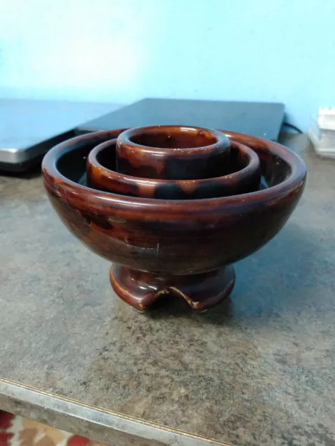 Vintage Brown Glazed Ceramic Porcelain Insulator - 3lbs - Medium Insulator (tr)