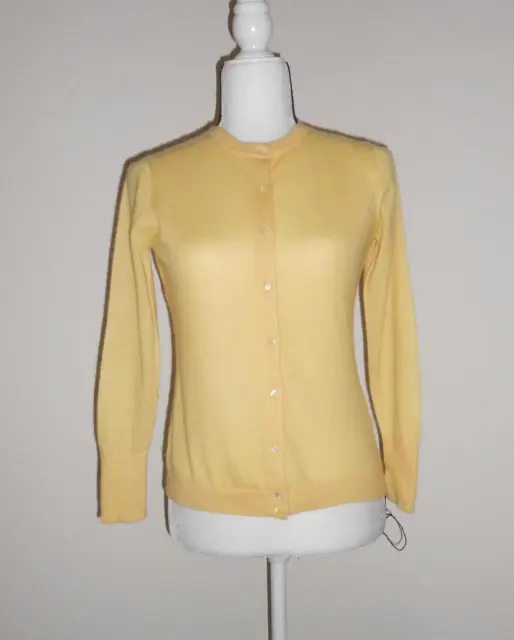 J Crew Cashmere Cardigan S Yellow Button Front Long Sleeves Lightweight