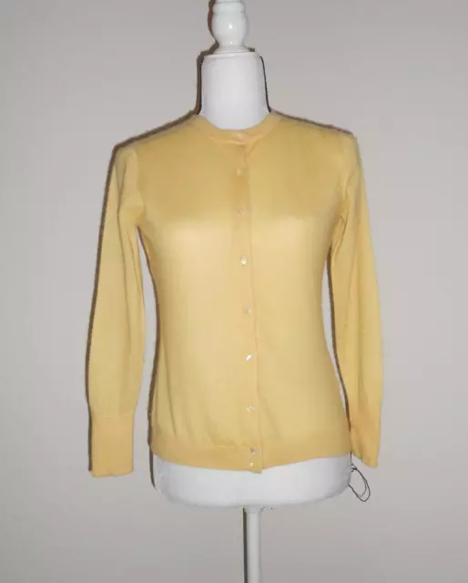 J Crew Cashmere Cardigan S Yellow Button Front Long Sleeves Lightweight