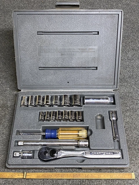 Vintage Craftsman 21 pc Socket Set 1/4” 3/8” dr 6 pt SAE And Metric USA