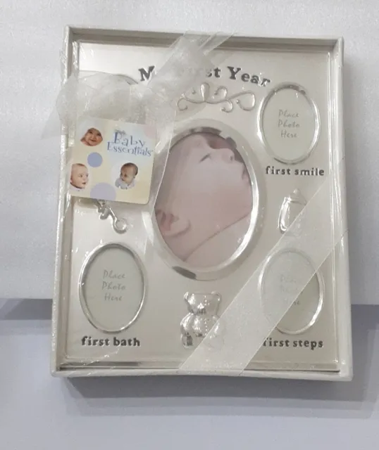 NWT Babys First Year Photo Frame Silver